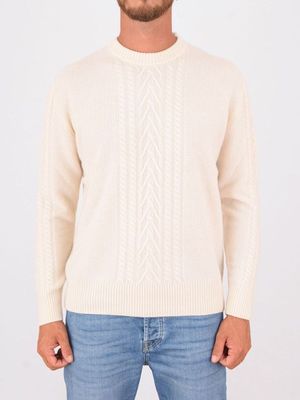Pull en laine torsadée pour homme Paolo Pecora Milano Crème Paolo Pecora Milano