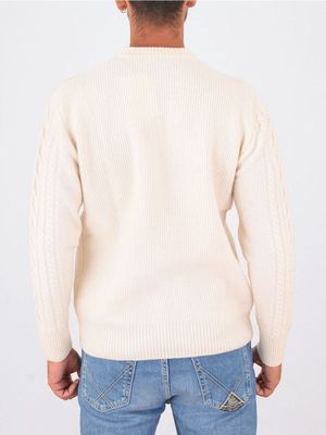 3. Maglione uomo Paolo Pecora Milano in lana motivo a trecce Panna