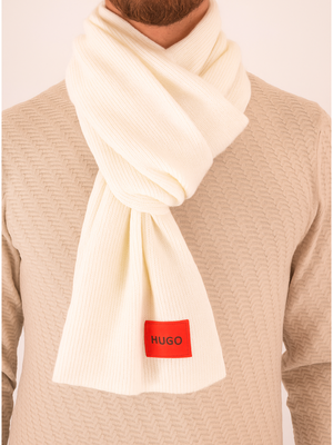 Écharpe homme Hugo en tissu technique avec logo Blanc Hugo