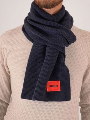 Écharpe homme Hugo en tissu technique avec logo Bleu Hugo