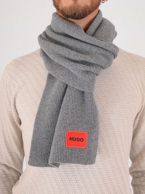 Écharpe homme Hugo en tissu technique avec logo Gris Hugo