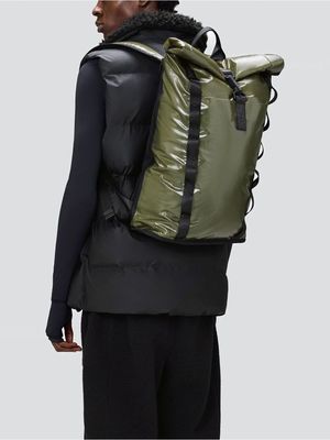 3. Rains Sibu Rolltop Rucksack in waterproof technical polyester Green