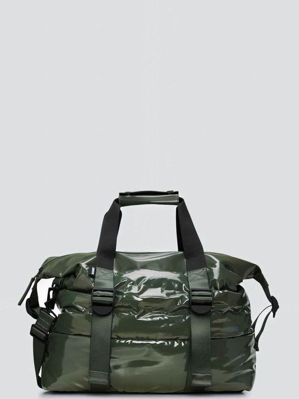 Rains Puffer Mix Weekend Bag Small in waterproof fabric Green RAINS