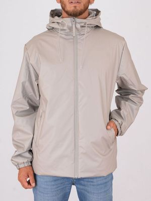 Rains Lohja Insulated Jacket in Technical PU Fabric Light Grey RAINS