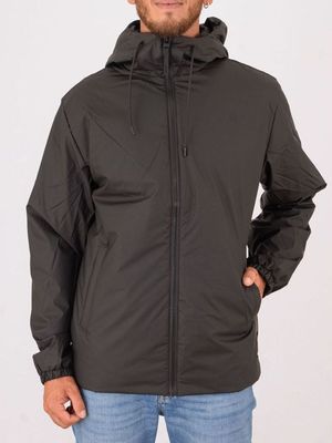 Rains Lohja Insulated Jacket in Technical PU Fabric Black RAINS