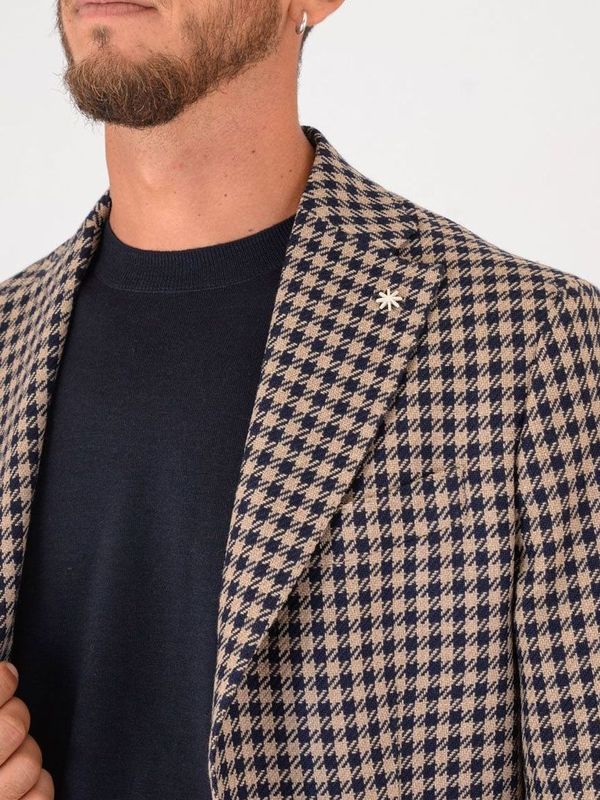 Manuel Ritz men's slim-fit wool blend jacket with micro-pattern
