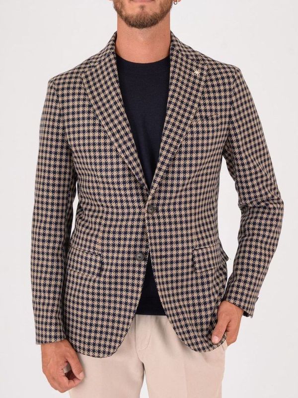 Manuel Ritz men's slim-fit wool blend jacket with micro-pattern