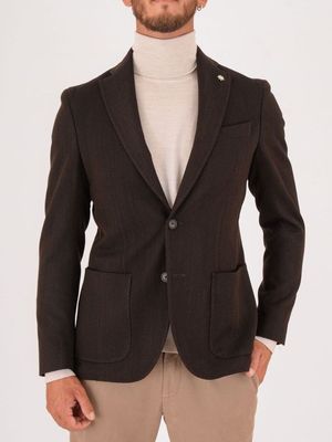 Veste simple boutonnage pour homme Manuel Ritz en mélange de laine et de coton Brun MANUEL RITZ