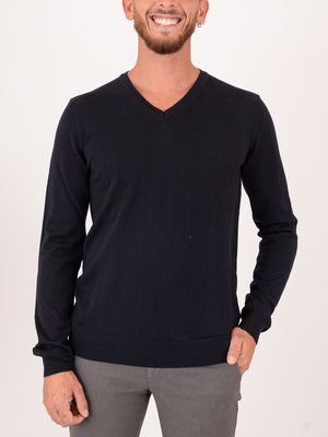 Pull col V en laine mérinos Hugo pour homme Bleu Hugo