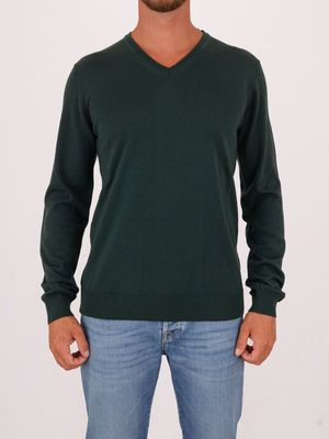 Maglia uomo Hugo in lana merino con scollo a V Verde Hugo