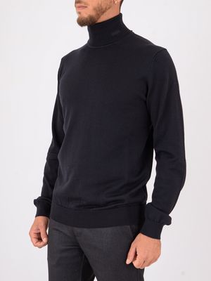 2. Hugo men's pure wool turtleneck sweater Blue