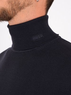 4. Hugo men's pure wool turtleneck sweater Blue