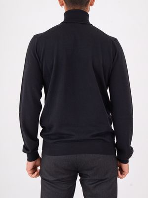 3. Hugo men's pure wool turtleneck sweater Blue