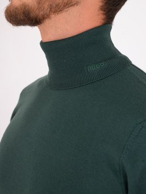 4. Hugo men's pure wool turtleneck sweater Green
