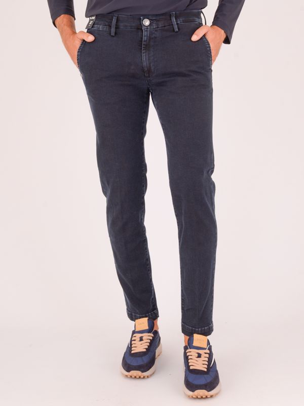 Re-Hash Men's Dark Wash Cotton Chino Jeans Blue Black Re-Hash