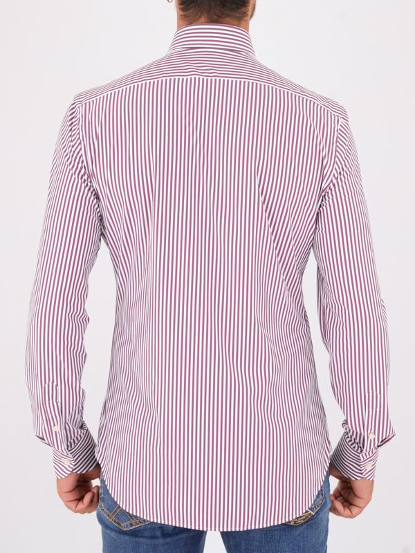 Chemise Homme XACUS - Quadrillage Bleu Et Bordeaux, 100% Coton, Taille 41/16 Slim Regular