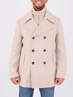 Giacca doppiopetto Peuterey uomo in panno check con pettorina interna Beige Peuterey
