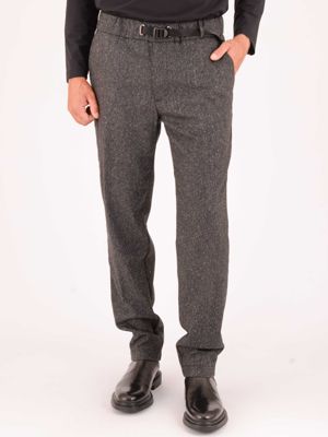 Pantalon homme Peuterey en twill de laine à motif chevrons Gris-Noir Peuterey