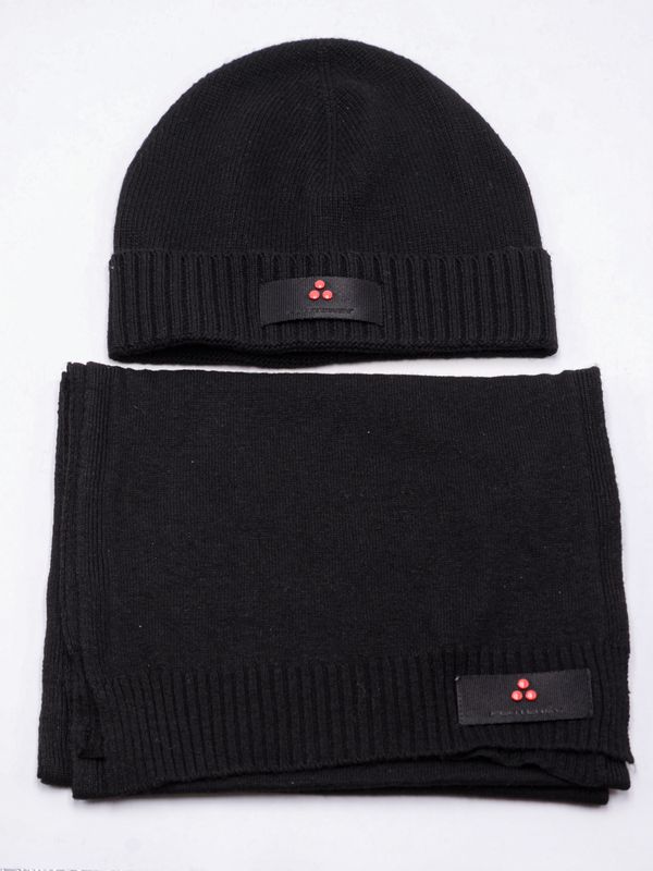 1. Peuterey men's cashmere blend hat and scarf kit Black Peuterey kpe001999012249