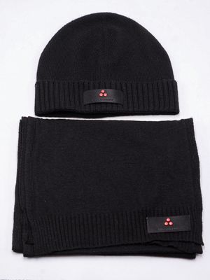 Kit Peuterey uomo cappello e sciarpa in misto cachemire Nero Peuterey