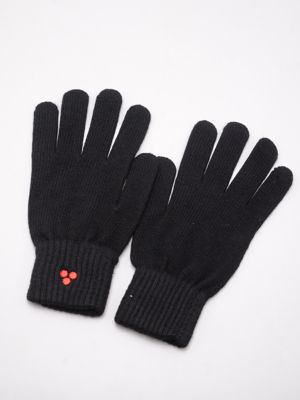 Guanti Peuterey uomo in morbida lana con logo ricamato Nero Peuterey