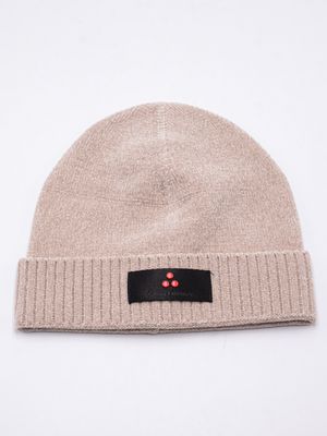 Berretto Peuterey uomo in ciniglia con logo Beige Peuterey