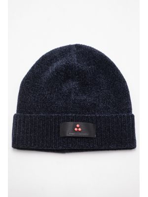 Berretto Peuterey uomo in ciniglia con logo Blu Peuterey