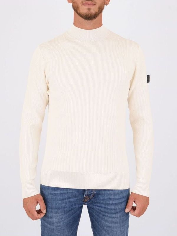 Peuterey men's turtleneck sweater in English rib cotton White