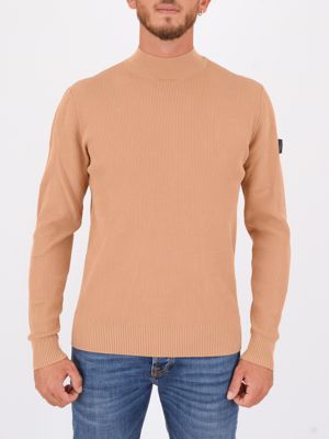Maglia a lupetto Peuterey uomo in cotone a costa inglese Cammello Peuterey