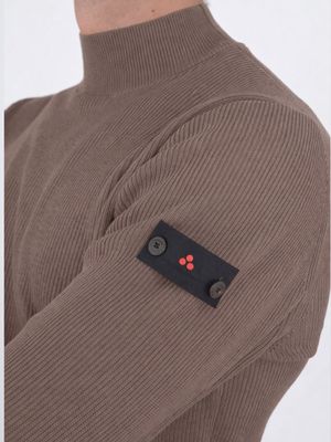 4. Pull col roulé homme Peuterey en coton côtelé anglais Vert