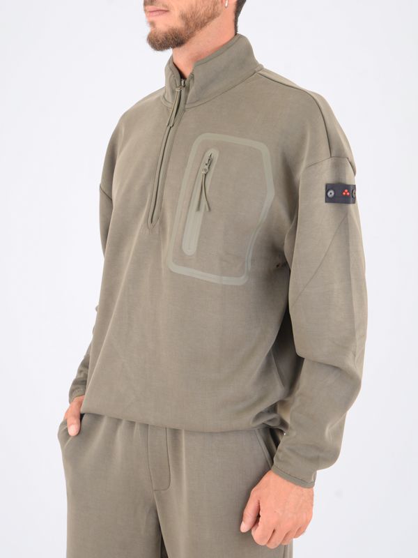 2. Felpa Peuterey uomo in scuba con mezza zip e taschino Verde Peuterey peu564299012370