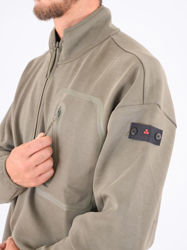 4. Felpa Peuterey uomo in scuba con mezza zip e taschino Verde Peuterey peu564299012370