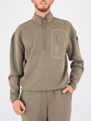 Felpa Peuterey uomo in scuba con mezza zip e taschino Verde Peuterey