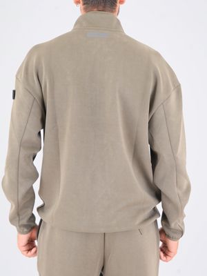 3. Felpa Peuterey uomo in scuba con mezza zip e taschino Verde