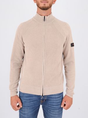 Maglia Peuterey uomo n ciniglia rasata con zip a doppio cursore Beige Peuterey
