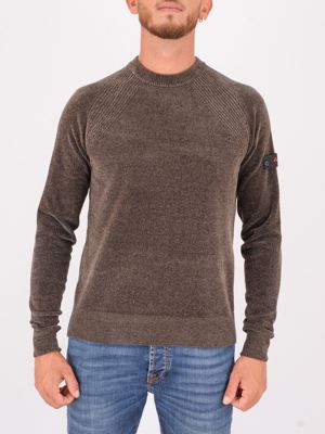 Maglia Peuterey uomo girocollo in tricot di ciniglia Marrone Peuterey