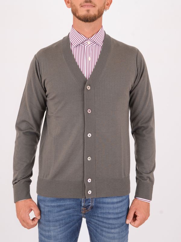 Paolo Pecora Milano men's cardigan in pure wool Grey Paolo Pecora