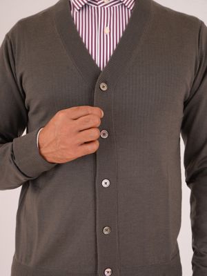 4. Cardigan uomo Paolo Pecora Milano in pura lana Grigio