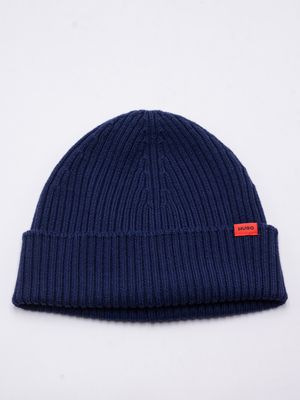 Hugo men's hat in pure ribbed wool Blue Hugo