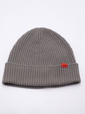 Hugo men's hat in pure ribbed wool Grey Hugo