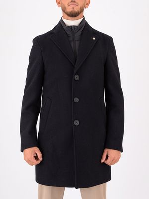 Manuel Ritz men's wool blend coat with removable padded bib Blue MANUEL RITZ