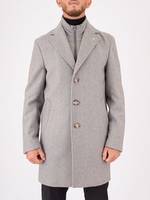 Manuel Ritz men's wool blend coat with removable padded bib Grey MANUEL RITZ
