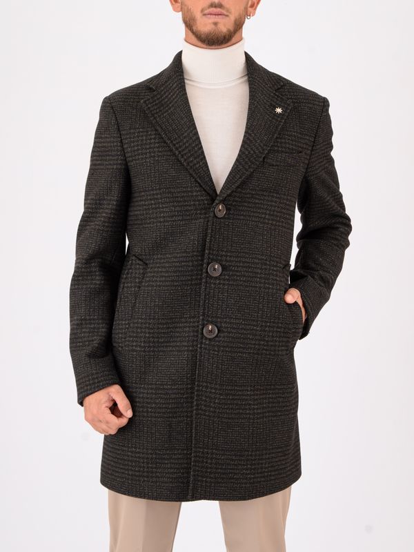 1. Manteau homme Manuel Ritz en laine mélangée à carreaux Prince de Galles Vert MANUEL RITZ 3932c4448c253741