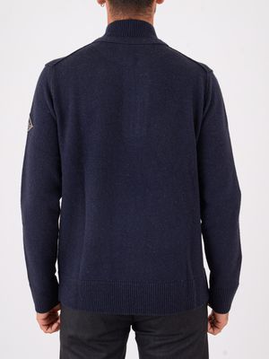 3. Pull col roulé en laine mélangée pour homme de Roy Roger avec zip caché Bleu ROY ROGER'S rru90243cm97xxxx