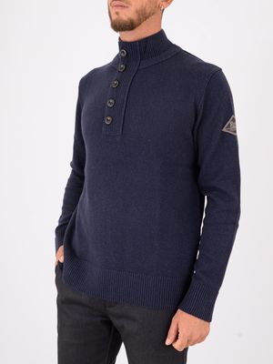 2. Pull col roulé en laine mélangée pour homme de Roy Roger avec zip caché Bleu ROY ROGER'S rru90243cm97xxxx