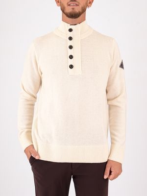 Pull col roulé en laine mélangée pour homme de Roy Roger avec zip caché Crème ROY ROGER'S