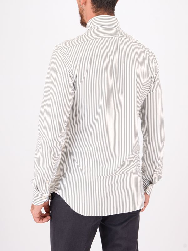 3. Camicia uomo Xacus in tessuto tecnico elasticizzato a righe Tailor-Slim fit Verde Xacus 91609.act558ml