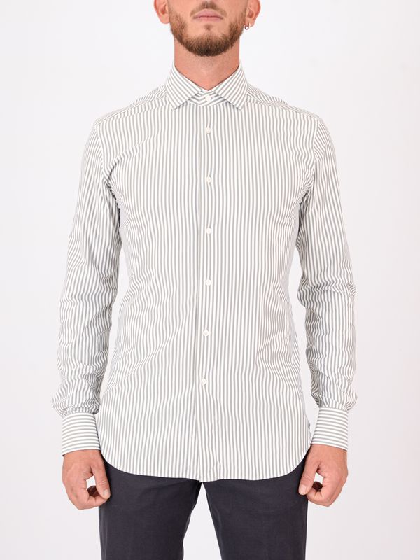 1. Xacus men's shirt in stretch technical striped fabric Green Xacus 91609.act558ml