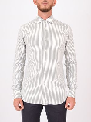 Camicia uomo Xacus in tessuto tecnico elasticizzato a righe Verde Xacus