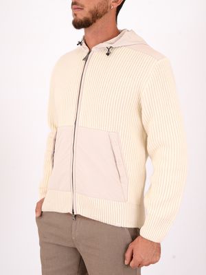 2. Paul&Shark men's hooded sweatshirt in Re-Wool with Re-130 High Density details Cream PAUL & SHARK 15311271